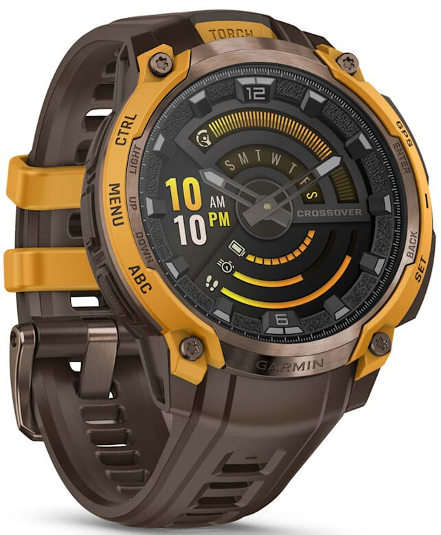 Смарт-годинник Garmin Instinct Crossover AMOLED Bronze Sunburst with Brown Yellow Silicone (010-03398-01)