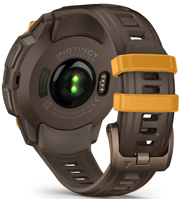 Смарт-годинник Garmin Instinct Crossover AMOLED Bronze Sunburst with Brown Yellow Silicone (010-03398-01)