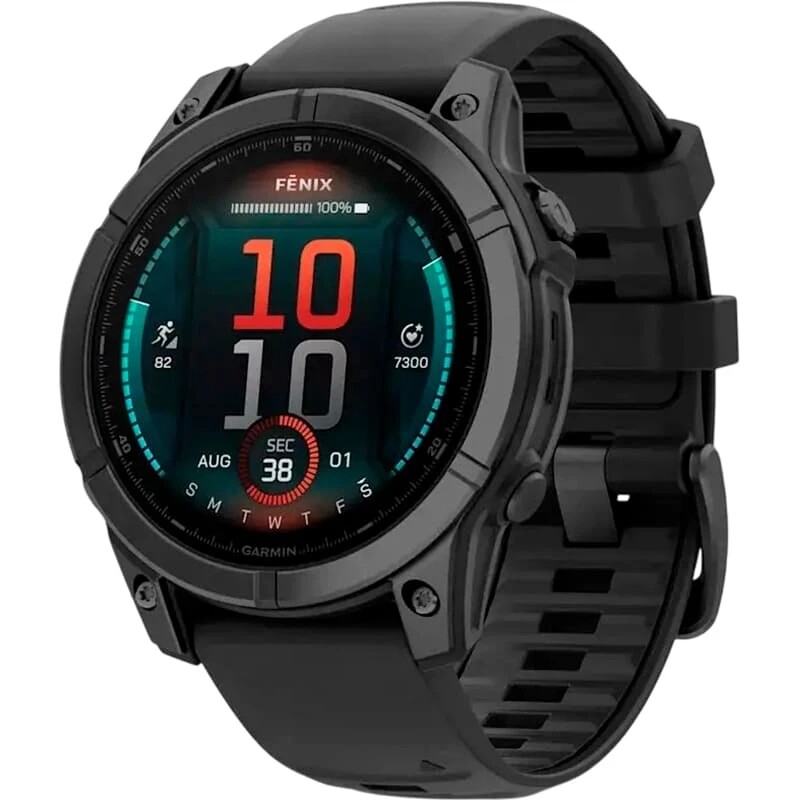Смарт-часы Garmin Fenix E 47mm AMOLED Slate Gray Steel with Black Silicone Band (010-03025-01)
