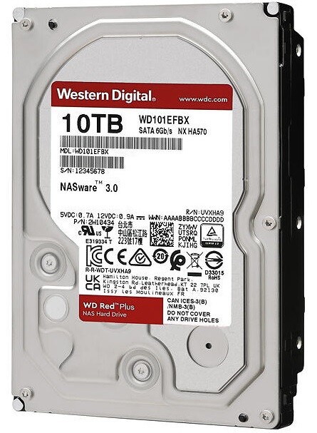 Накопитель HDD SATA 10.0TB WD Red Plus 7200rpm 256MB (WD101EFBX)