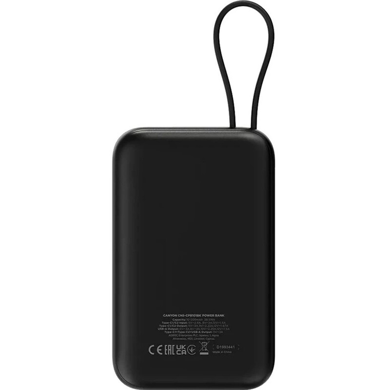 Универсальная мобильная батарея Canyon OnPower 101 10000mAh Black (CNS-CPB101BK)