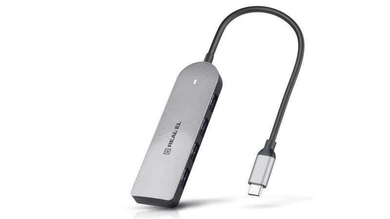 USB-хаб REAL-EL CQ-415 USB Type-C 4-в-1