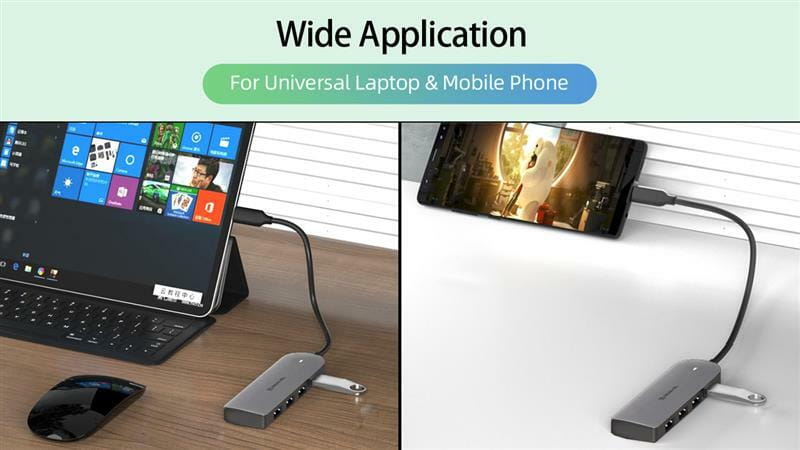 USB-хаб REAL-EL CQ-415 USB Type-C 4-в-1