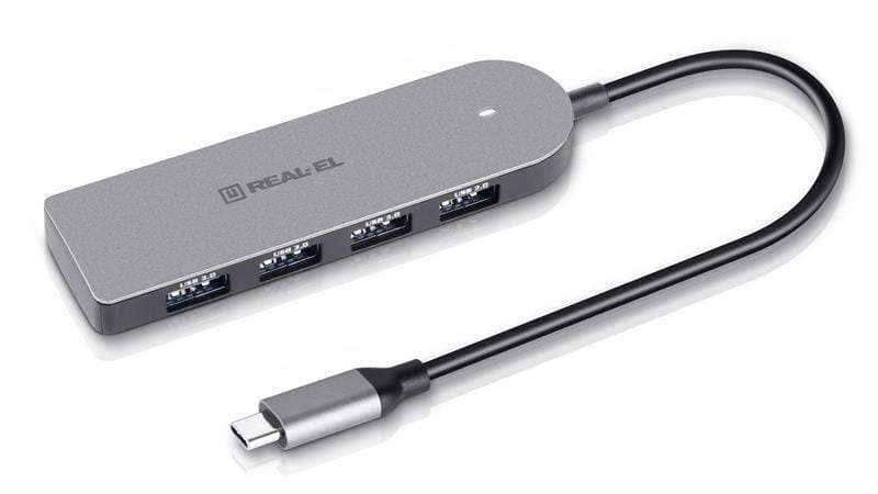 USB-хаб REAL-EL CQ-415 USB Type-C 4-в-1