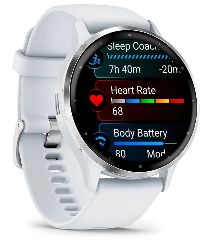Смарт-часы Garmin Venu 3 Silver Stainless Steel Bezel with Whitestone Case and Silicone Band (010-02784-00)