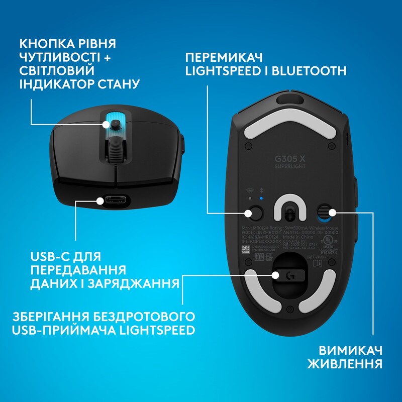Мышь беспроводная Logitech G305 Superlight Black (910-007739)