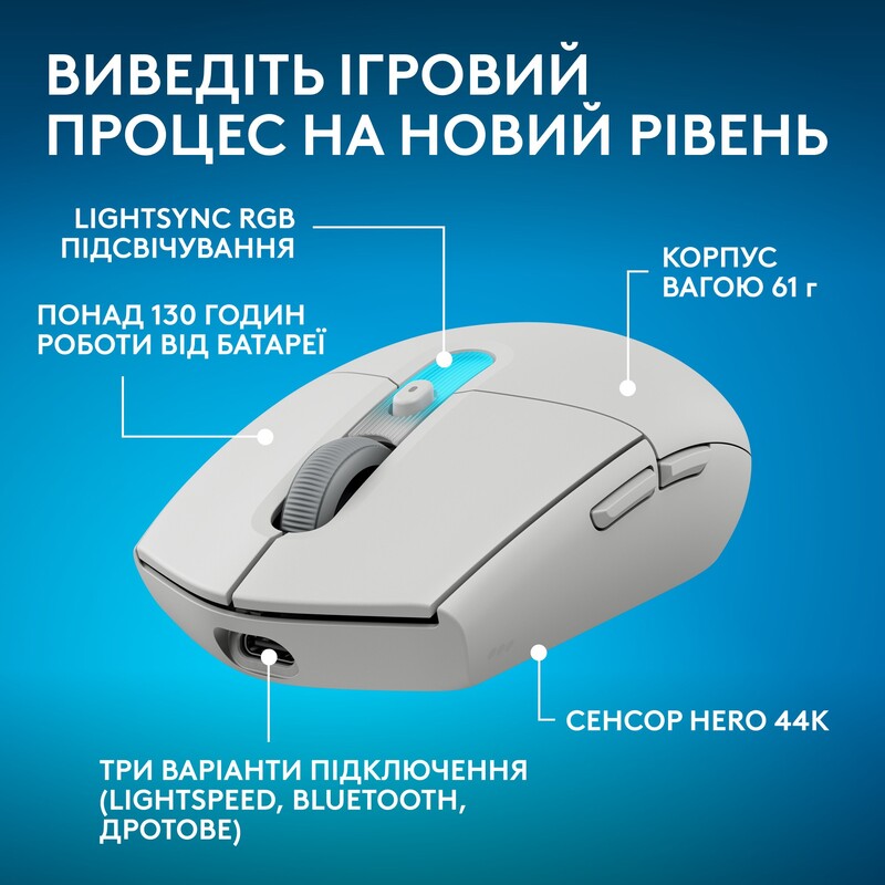 Миша бездротова Logitech G305 Superlight White (910-007747)
