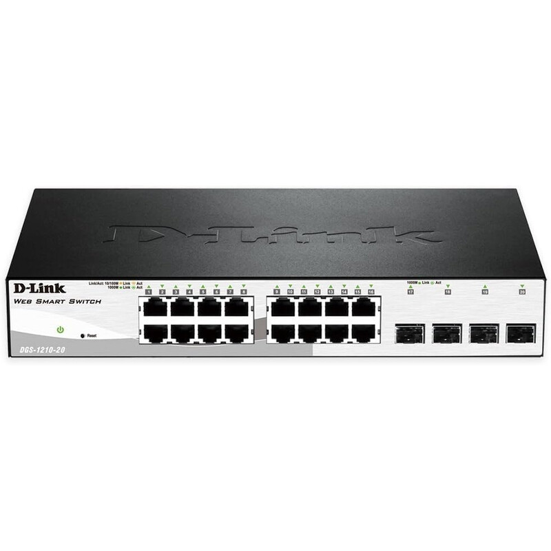 Коммутатор D-Link DGS-1210-20 16port 1Gbit, 4SFP Smart
