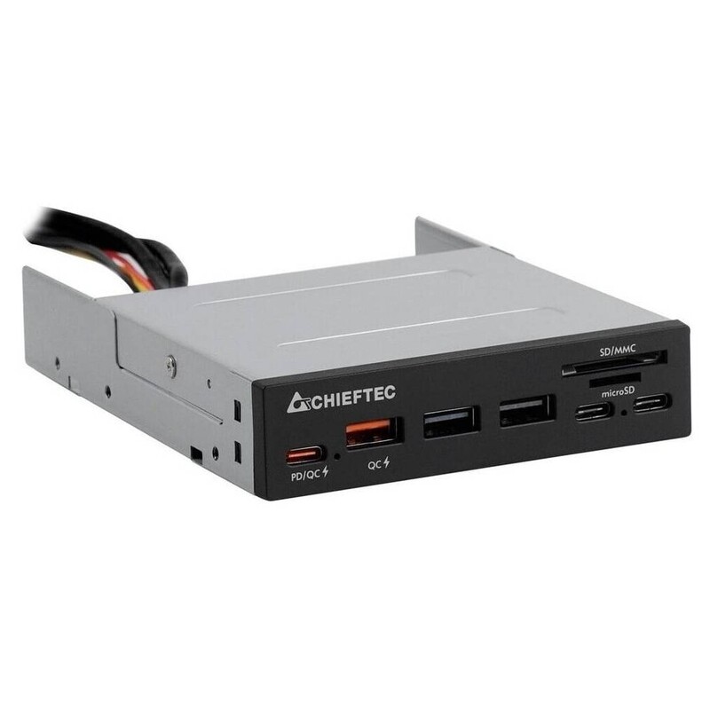 Картридер Chieftec 2xUSB3.2, 2xType-C, 1xPD3.0, 1xQC3.0 USB, Black (CRD-908H)