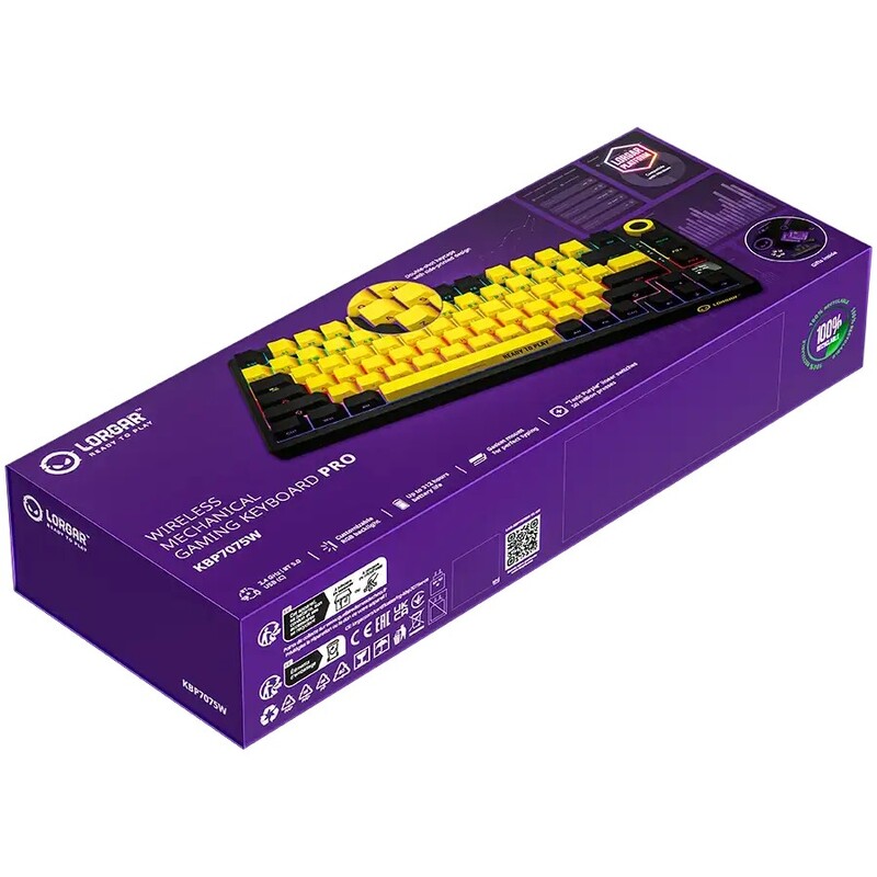 Клавіатура Lorgar Pro KBP7075W Wireless Yellow (LRG-KBP7075W-YL-US)