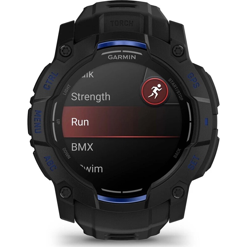 Смарт-годинник Garmin Instinct 3 50mm AMOLED Black with Bolt Blue Accents (010-03020-03)