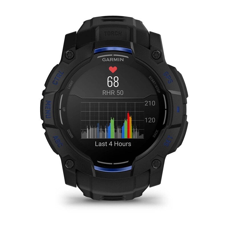 Смарт-годинник Garmin Instinct 3 50mm AMOLED Black with Bolt Blue Accents (010-03020-03)
