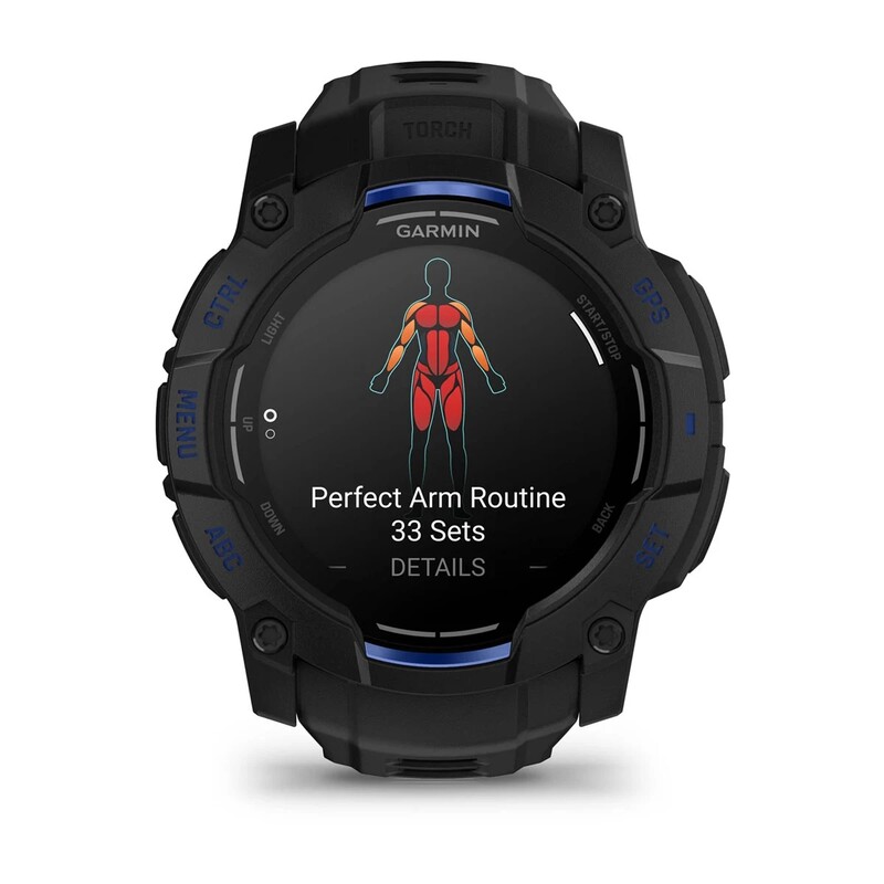 Смарт-годинник Garmin Instinct 3 50mm AMOLED Black with Bolt Blue Accents (010-03020-03)