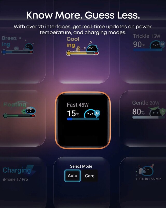 Мережевий зарядний пристрій Anker Nano Charger 45W USB-C Smart Display Black (A121DG11)