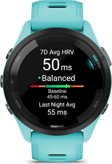 Смарт-годинник Garmin Forerunner 265 Black Bezel with Aqua Case and Aqua/Black Silicone Band (010-02810-12)