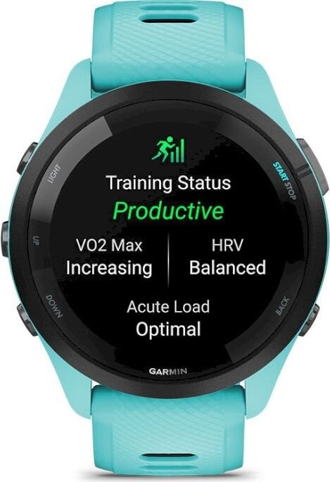 Смарт-годинник Garmin Forerunner 265 Black Bezel with Aqua Case and Aqua/Black Silicone Band (010-02810-12)