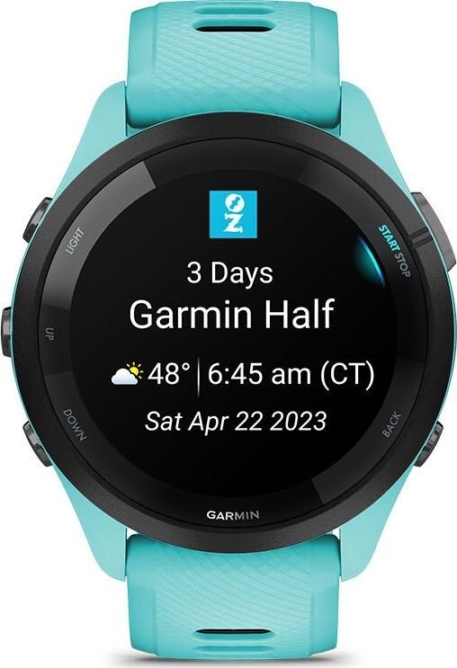 Смарт-годинник Garmin Forerunner 265 Black Bezel with Aqua Case and Aqua/Black Silicone Band (010-02810-12)