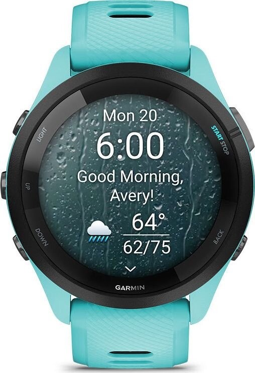 Смарт-годинник Garmin Forerunner 265 Black Bezel with Aqua Case and Aqua/Black Silicone Band (010-02810-12)