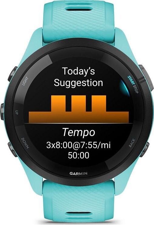 Смарт-годинник Garmin Forerunner 265 Black Bezel with Aqua Case and Aqua/Black Silicone Band (010-02810-12)