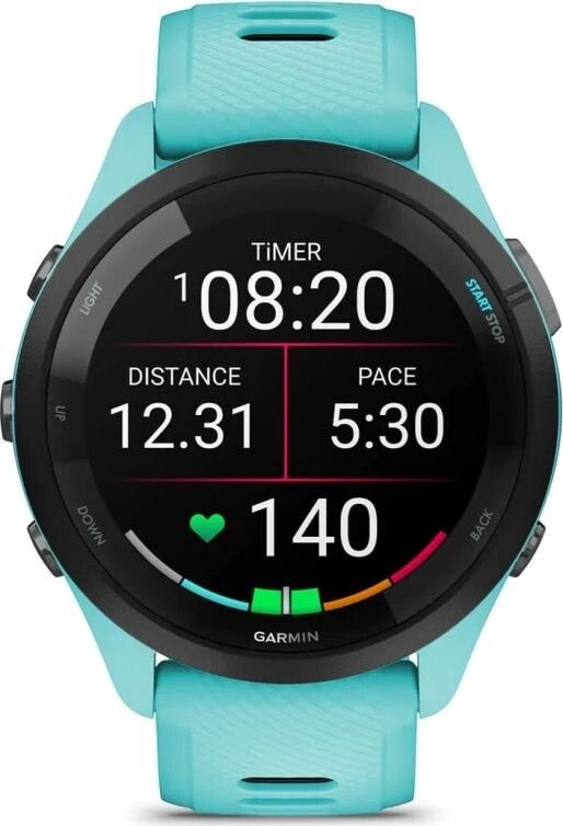 Смарт-годинник Garmin Forerunner 265 Black Bezel with Aqua Case and Aqua/Black Silicone Band (010-02810-12)