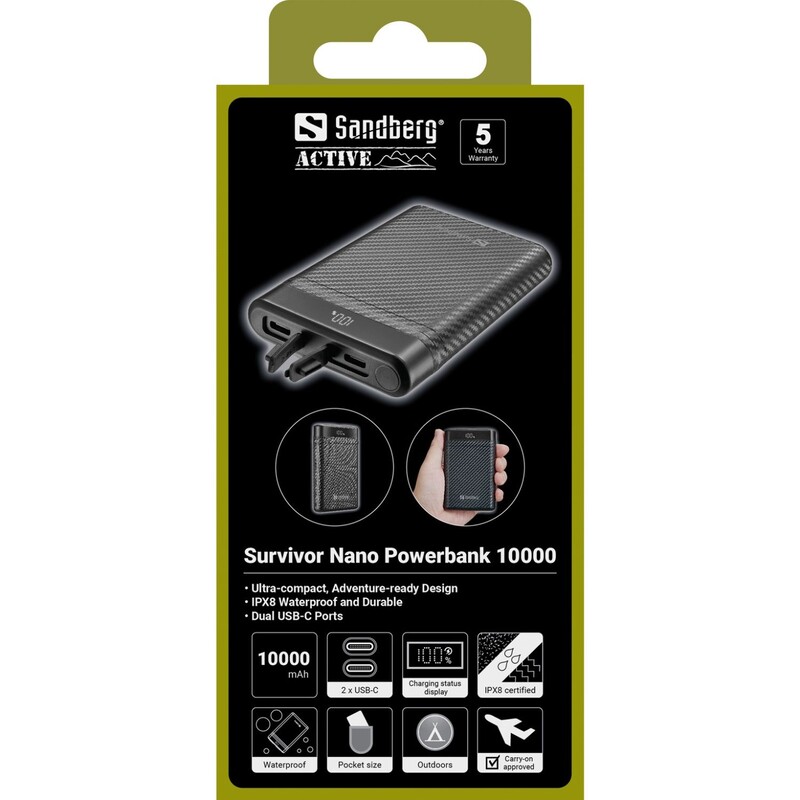 Універсальна мобільна батарея Sandberg Survivor Nano 10000mAh 20W Black (421-32)