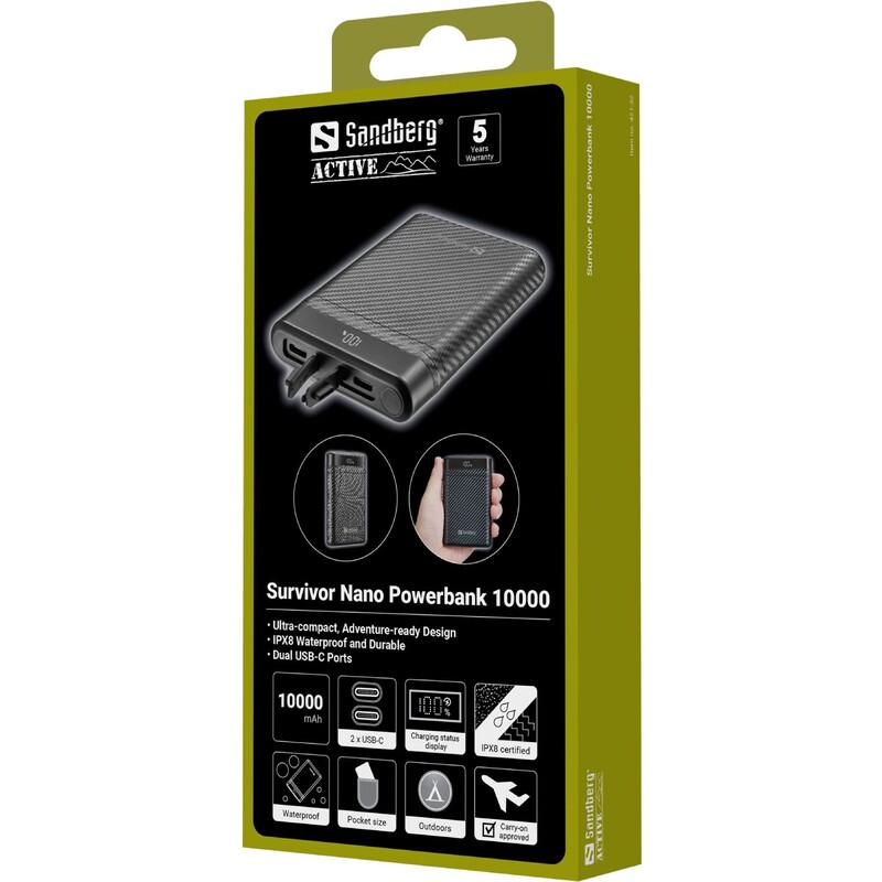 Універсальна мобільна батарея Sandberg Survivor Nano 10000mAh 20W Black (421-32)