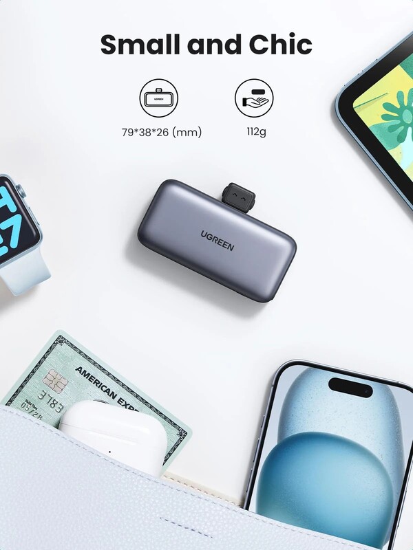 Универсальная мобильная батарея Ugreen PB503 5000mAh, 22.5W, Grey (35338)