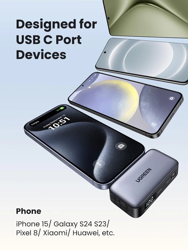 Универсальная мобильная батарея Ugreen PB503 5000mAh, 22.5W, Grey (35338)