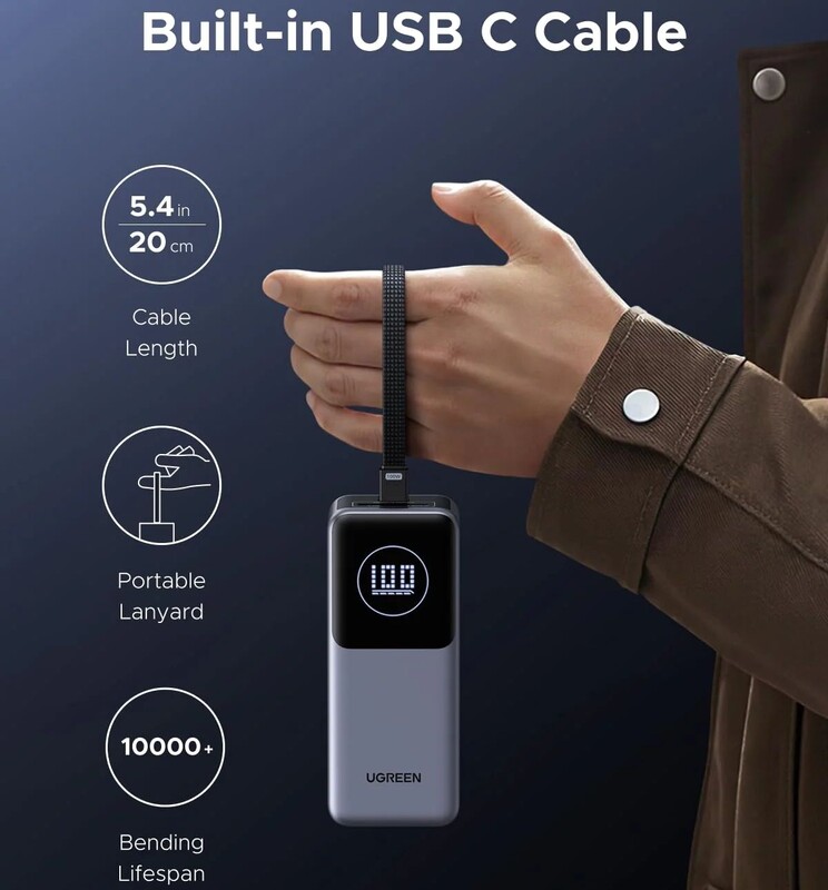 Універсальна мобільна батарея Ugreen PB723 20000mAh, 130W, Grey (55365B)