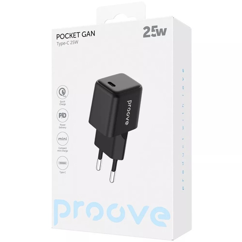 Сетевое зарядное устройство Proove Pocket GaN 25W Black (WCPG25010201)