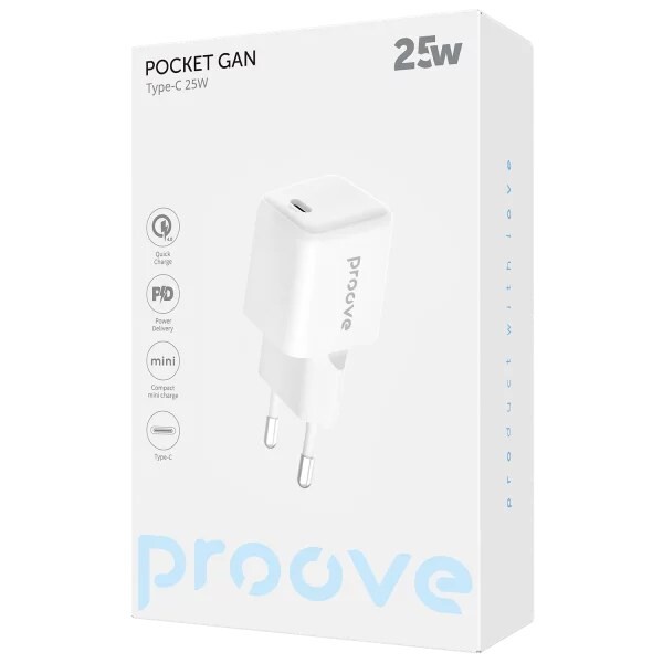 Сетевое зарядное устройство Proove Pocket GaN 25W White (WCPG25010202)