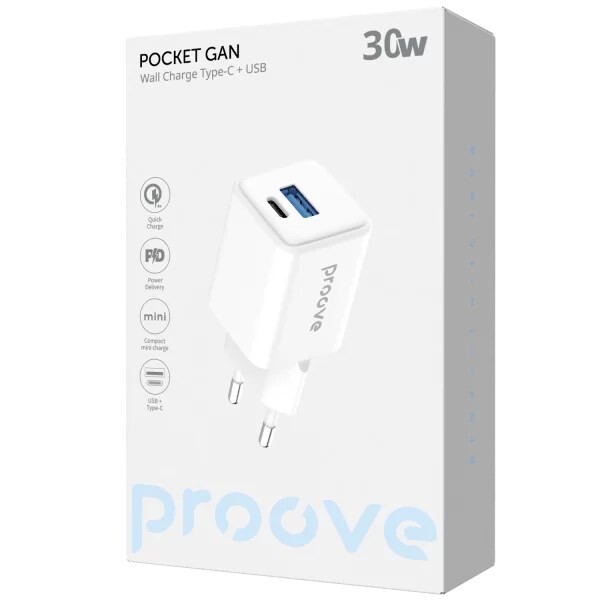 Сетевое зарядное устройство Proove Pocket GaN 30W White (WCPG30110002)