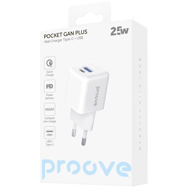 Сетевое зарядное устройство Proove Pocket GaN Plus 25W White (WCPG25111202)