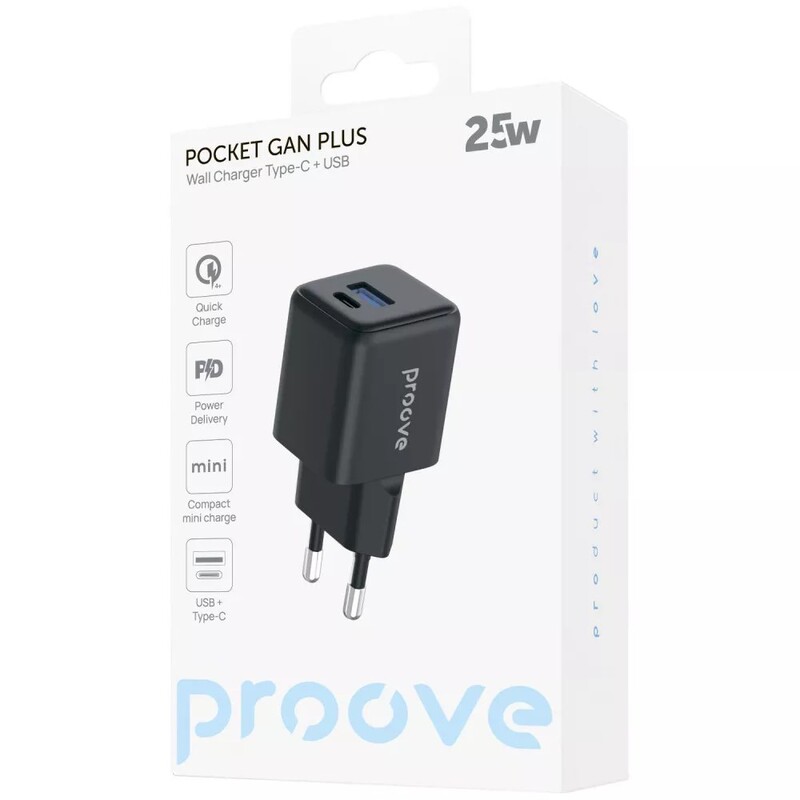Мережевий зарядний пристрій Proove Pocket GaN Plus 25W Black (WCPG25111201)