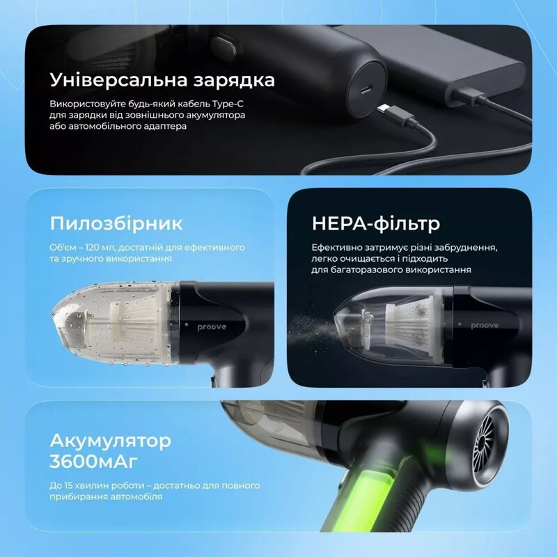 Аккумуляторный пылесос Proove Void Assistant V1 Black (PAVS15001201)