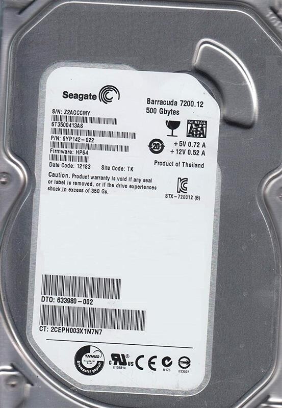 Накопичувач HDD SATA 500GB Seagate Barracuda 7200.12 7200rpm 16MB (ST3500413AS) Refurbished