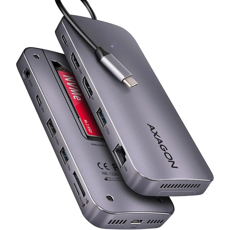 USB-хаб USB Type-C Axagon Gray (HMC-12GM2)