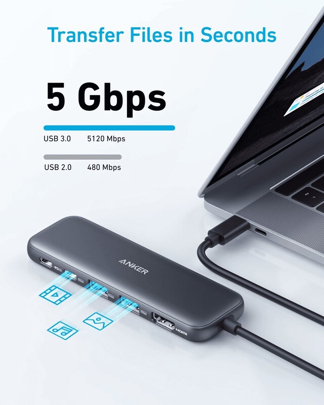 USB-хаб Anker USB-C Hub 332 5-in-1 Black (A8355H11)