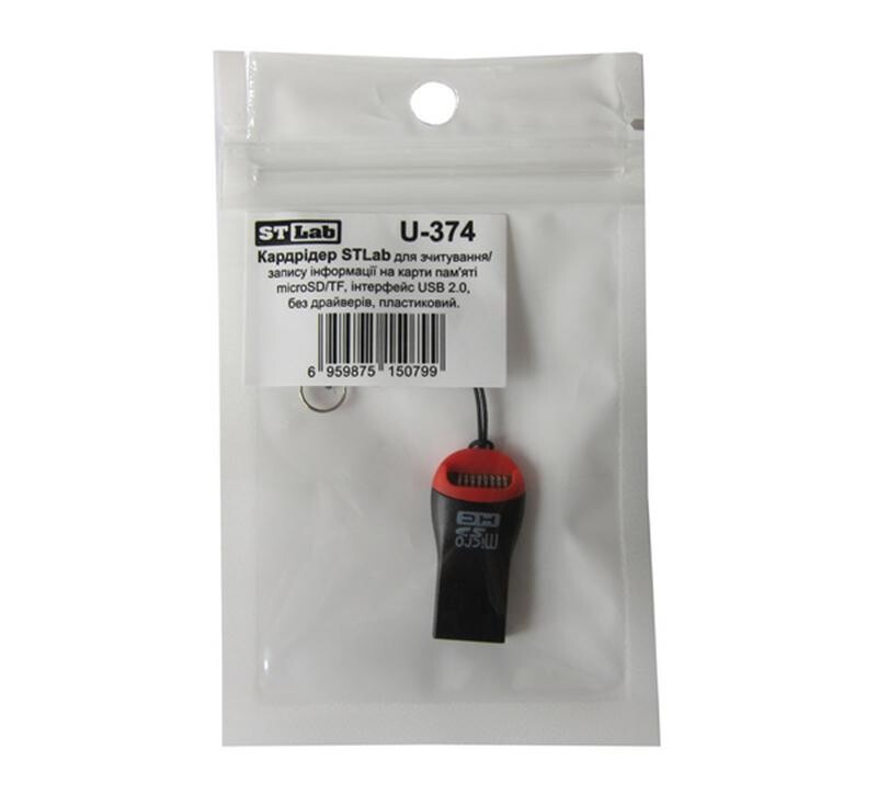 Кардрідер STLab U-374 USB чорний з червоним