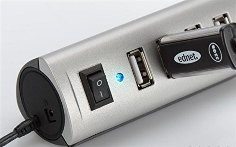 Концентратор USB2.0 Ednet Eco Silver (85022) 7хUSB2.0