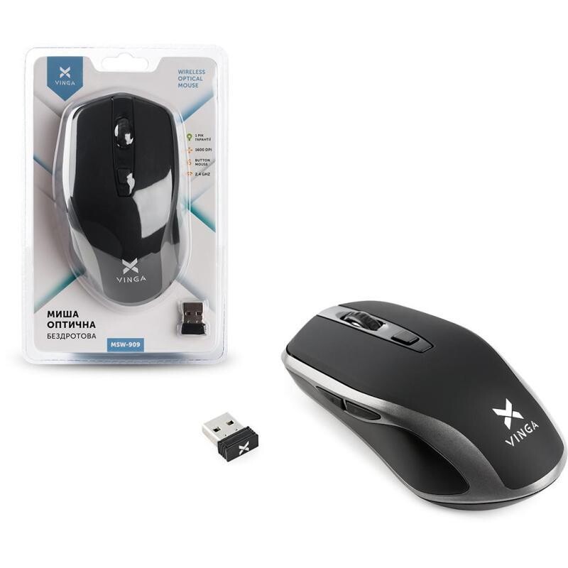 Мишка бездротова Vinga MSW-909 Silent black-grey