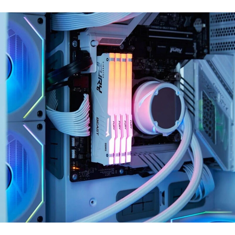 Модуль пам`яті DDR5 32GB/5200 Kingston Fury Beast RGB White (KF552C40BWA-32)