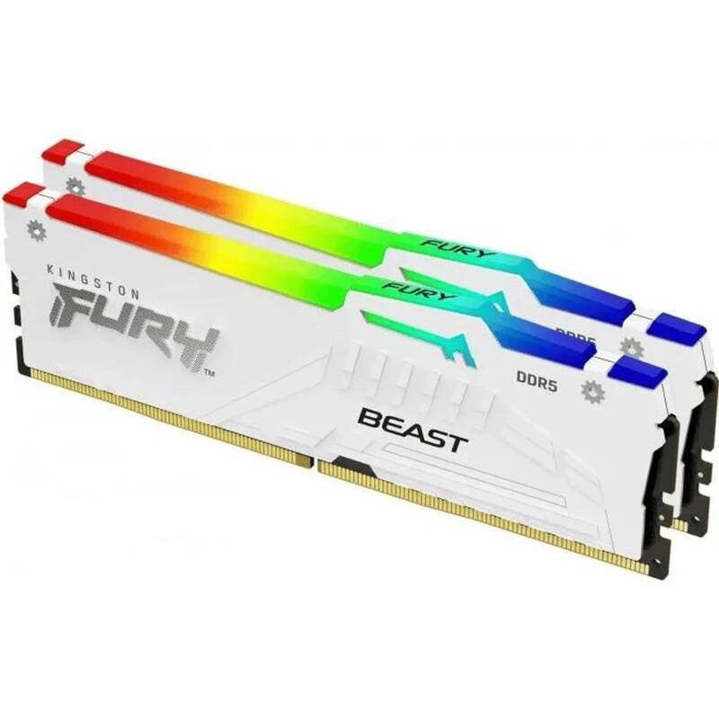 Модуль пам`яті DDR5 2х32GB/5600 Kingston Fury Beast RGB White (KF556C36BWEAK2-64)