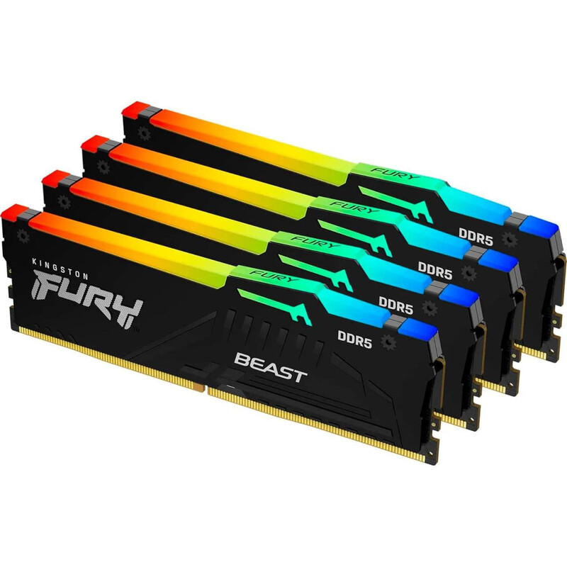 Модуль памяти DDR5 4х32GB/5600 Kingston Fury Beast RGB Black (KF556C40BBAK4-128)