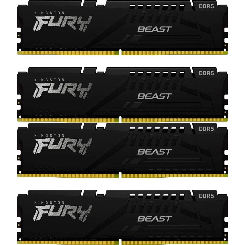 Модуль пам`яті DDR5 4х32GB/5600 Kingston Fury Beast Black (KF556C40BBK4-128)