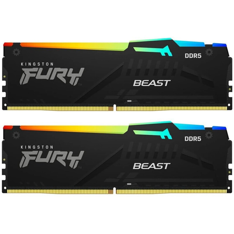 Модуль памяти DDR5 2х32GB/6400 Kingston Fury Beast RGB Black (KF564C32BBEAK2-64)
