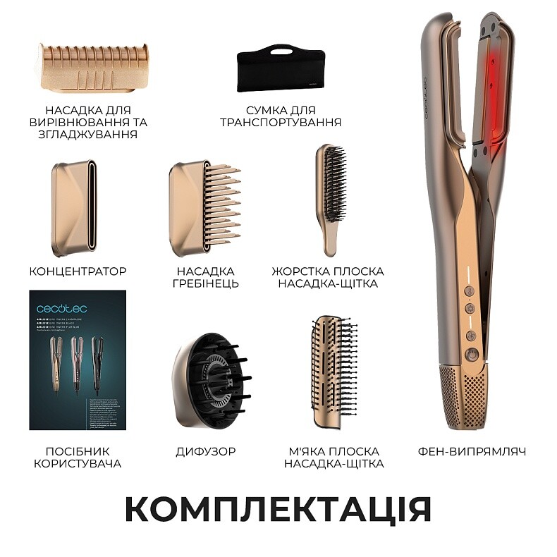 Утюжок (выпрямитель) для волос Cecotec AirLisse 6in1 iTwerk Champagne (A01_EU01_122191)