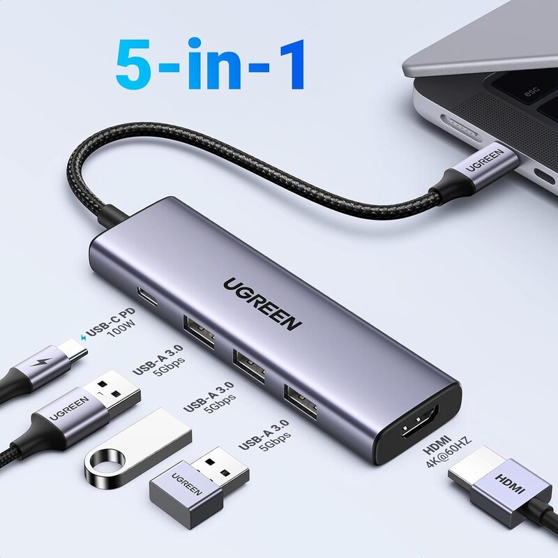USB-хаб Ugreen CM511 USB 3.1 Type-C - 3xUSB 3.0, HDMI, PD (15597)