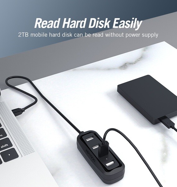 Концентратор Vention USB Hub 4-Port 2.0 Black, 0.15 m (VAS-J43)