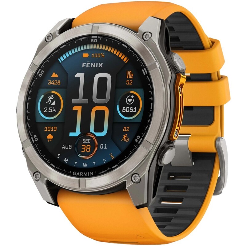 Смарт-годинник Garmin Fenix 8 51mm AMOLED Sapphire Titanium with Spark Orange/Graphite Silicone Band (010-02905-11)